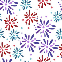 Festival Themed Colorful Fireworks Shape Pattern. This seamless pattern creating a festive and celebratory design. Perfect for party, holiday, or festival-themed projects.