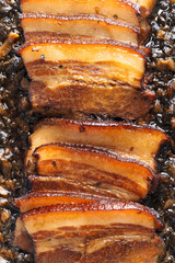 traditional chinese braised pork belly with preserved vegetables