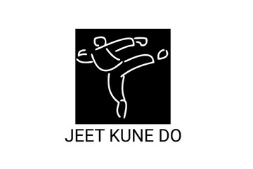 jeet kune do sport vector line icon. sportsman, fighting stance. sport pictogram illustration.