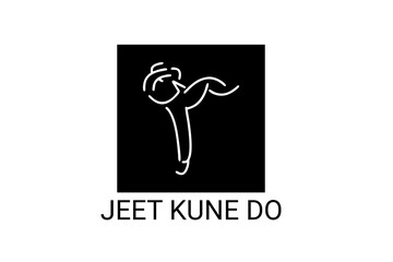 jeet kune do sport vector line icon. sportsman, fighting stance. sport pictogram illustration.