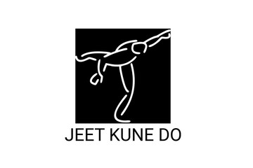 jeet kune do sport vector line icon. sportsman, fighting stance. sport pictogram illustration.
