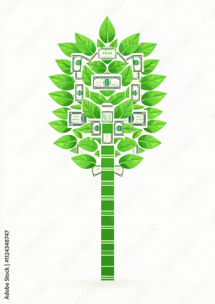 Poster money tree concept artsymbolizing wealth and growth in a minimalist style