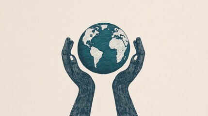 Protecting the planethands holding earth global awareness illustration creative art