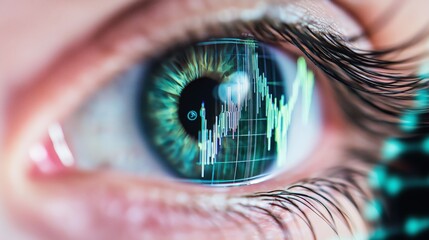 reflection of a financial chart in an eye 