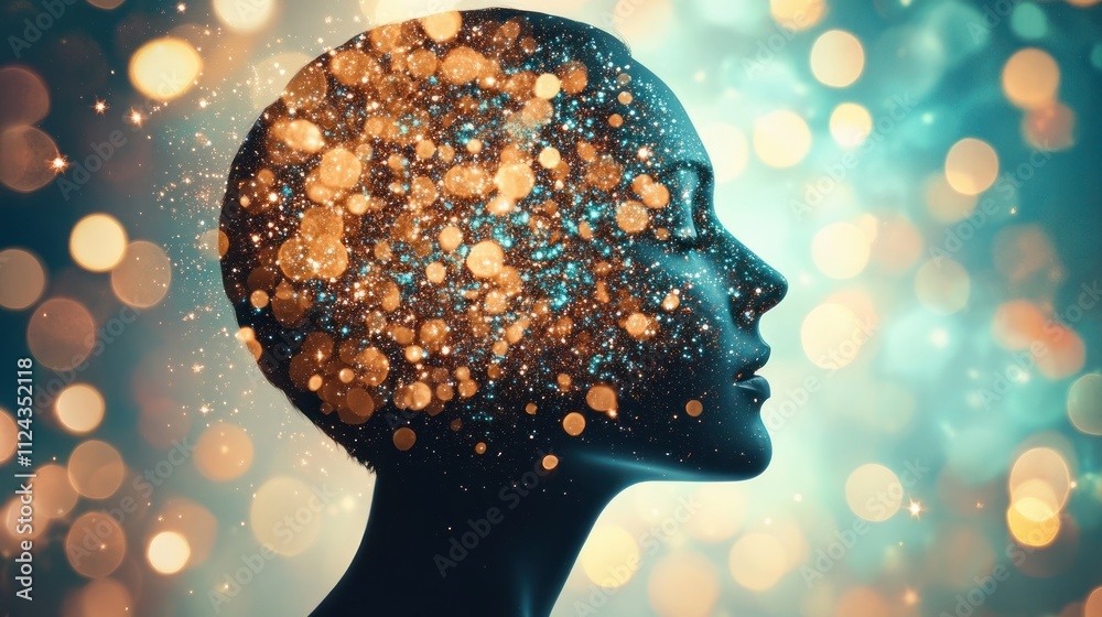 Poster creative visualization of human consciousness in abstract bokeh style digital art concept