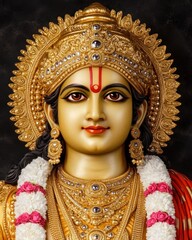 Obraz premium Divine celebration of goddess lakshmi temple statue spiritual close-up heritage