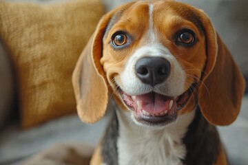 Cheerful Beagle Puppy with Bright Eyes and Happy Smile