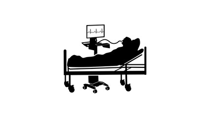 ICU ventilator, black isolated silhouette