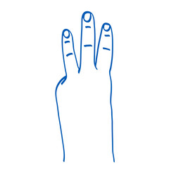 Hand gesture sketch. Counting with fingers. Three sign