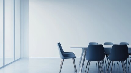 Minimalist Dining Room with Large Windows and Modern Furniture