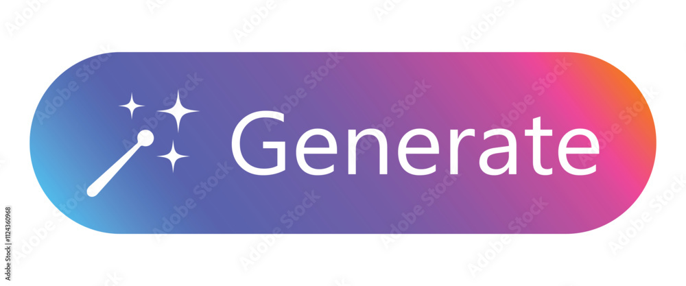 Poster generate button for ai service. generative artificial intelligence icon with star and magic symbol f