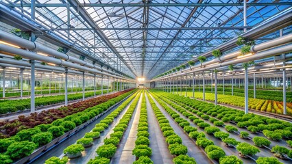 AI Photo: Modern Greenhouse Vegetable Farm, Healthy Produce, Urban Farming