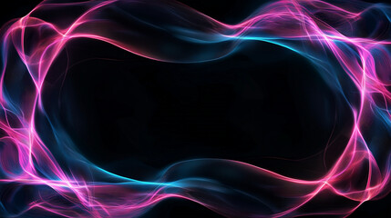 Naklejka premium A high-tech abstract background of interconnected neon nodes and pathways radiating outward, symbolizing development and growth, with a clean area for text in the center.