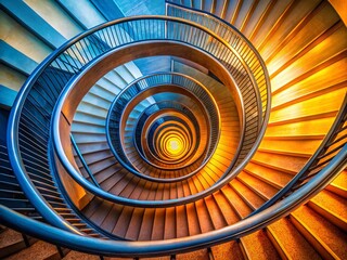 Fototapeta premium Architectural Curls, Modern Spiral Staircase, AI Photography, Interior Design, Spiral Stair