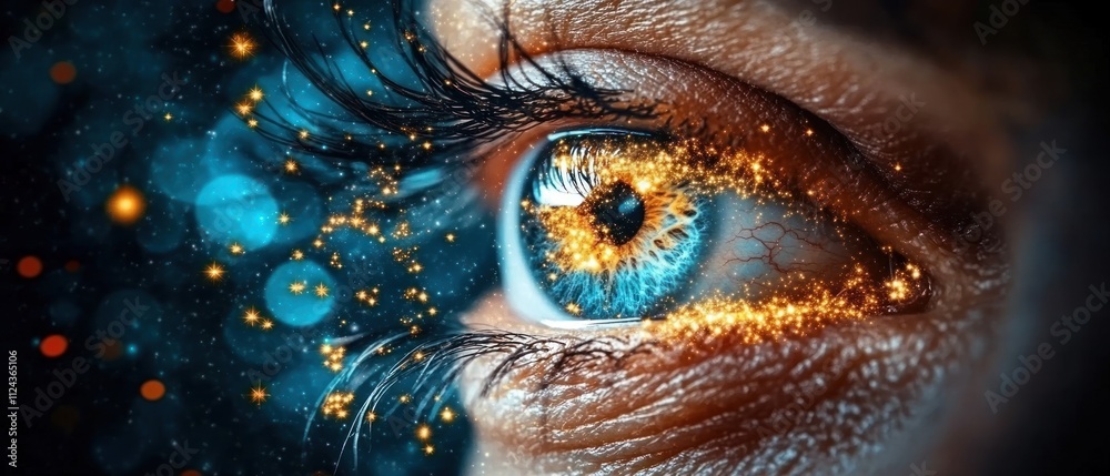 Aufkleber Exploring the cosmic eyea close-up view of sparkling vision in a digital realm