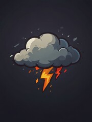 Stormy Cloud Cartoon Illustration flat background