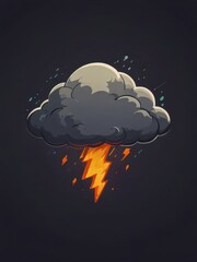 Stormy Cloud Cartoon Illustration flat background