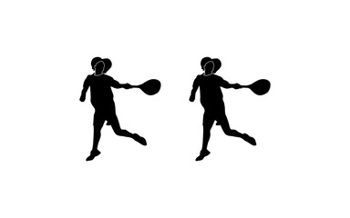 Racquet Sports .collection of male pickleball player silhouettes isolated on white background.Tennis racket vector illustration, clipart style tennis racket symbol
