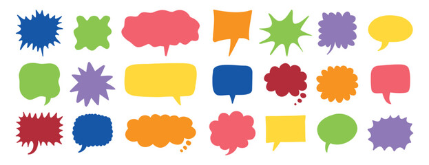 colorful speech bubbles set. Hand drawn vector cute communication bubbles. speech bubble collection