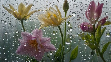 photos of flowers in the rain look cool