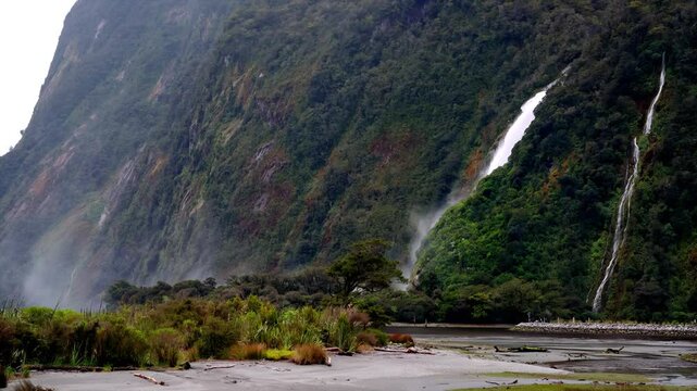 Freshwater Basin with Stunning View of Bowen Falls in Fiordland National Park