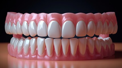 A detailed model of human teeth and gums for educational purposes.