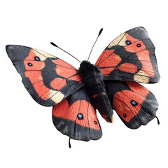 Vibrant Red and Black Butterfly with Textured Wings for Nature and Art Designs