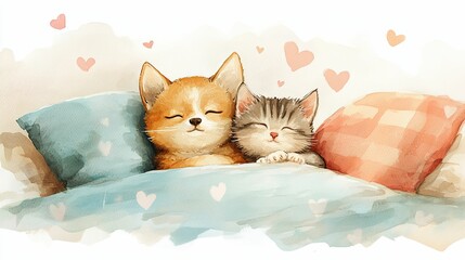 Two Adorable Kittens Sleeping Peacefully Together