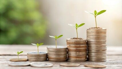plant growing from coins