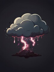 Stormy Cloud Cartoon Illustration flat background