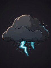 Stormy Cloud Cartoon Illustration flat background