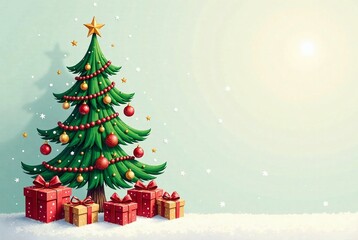 Obraz premium Cute Christmas Tree Doodle Illustrations for Kids - Festive Hand Drawn Artwork