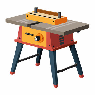 cartoon table saw, orange and red clip art preview