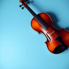 A violin on a blue background