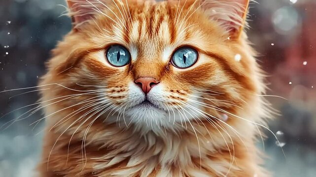 smile cat watercolor nature sweet cute red orange animal