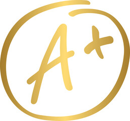 Exam score grade result A plus, hand drawn doodle test grade A plus