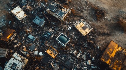 Aerial View of Discarded Electronic Waste