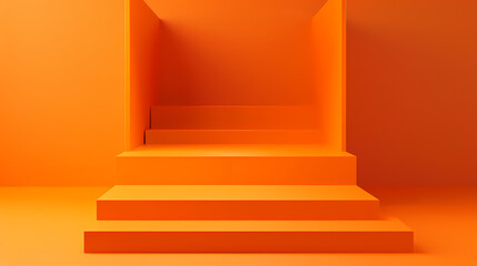 Orange Ascending Steps: A minimalist composition featuring a set of three orange steps ascending towards a brighter area, creating a modern and vibrant visual.