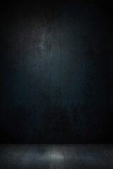 Dark black grungy wall background for display of product