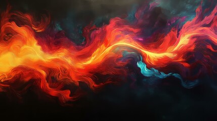 Fototapeta premium Swirling flames in red orange and a hint o