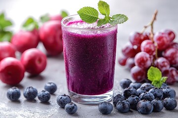 Refreshing Berry Smoothie with Mint Garnish