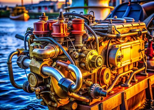 Long Exposure Marine Diesel Engine, Ship Equipment, River Vessel