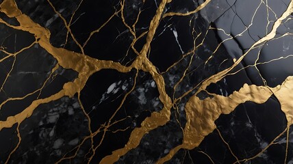 Black Marble Texture With Golden Veins