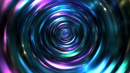 Concentric rings of light in blue green an