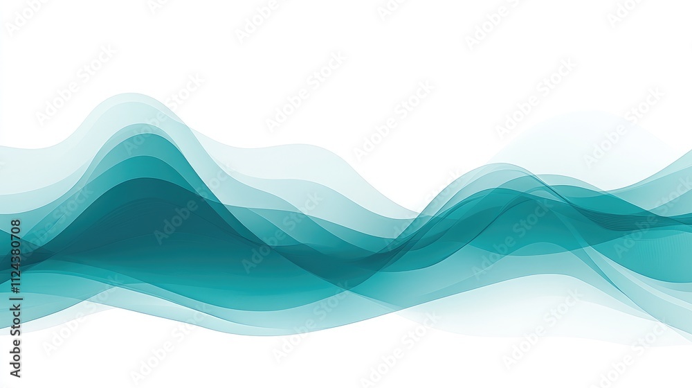 Poster abstract teal wave patterns for background and design projects