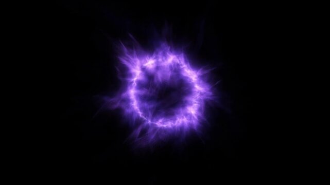 Purple Magic Fire Chaotic Abstract Portal with Flickering Flame Particles in Circle Shape. Motion Graphic Simulation Background 4K.
