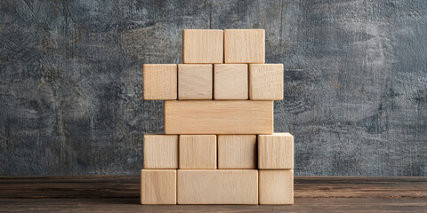 Obraz premium New Year 2025 with Wooden Blocks concept. Wooden blocks stacked against a textured background.
