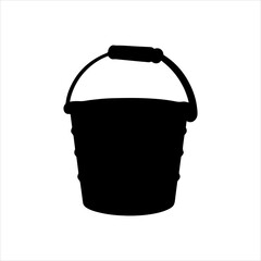 Black bucket silhouette vector illustration on white background  © Aqsoo