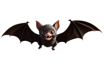 Cute Halloween Bat flying  on isolated white background, watercolor illustration clipart, hand drawing art, Generative AI