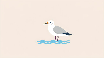 Obraz premium Simple Seagull Icon Abstract Vector. Generative AI